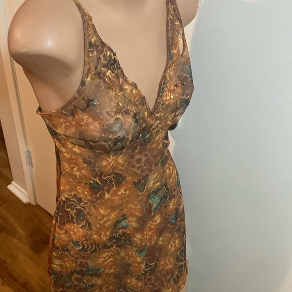 Vintage leopard floral print chemise / slip ✨firm✨ - Picture 2 of 6
